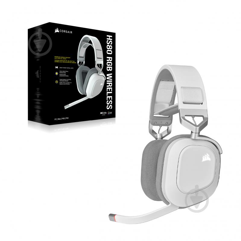 Гарнітура ігрова Corsair HS80 RGB Wireless white (CA-9011236-EU) - фото 8