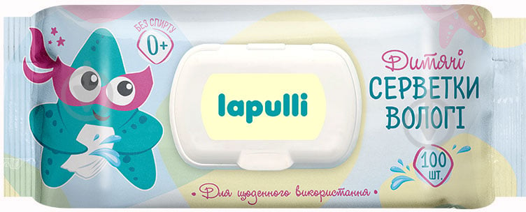 Дитячі вологі серветки LAPULLI з клапаном 100 шт. - фото 1