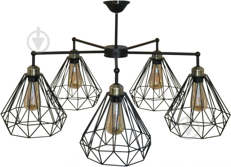 ВІТРИНА! Люстра стельова Геотон НСБ 02-5х60-983 ЛС 1027/5 5xE27 чорний 48006 - фото 1