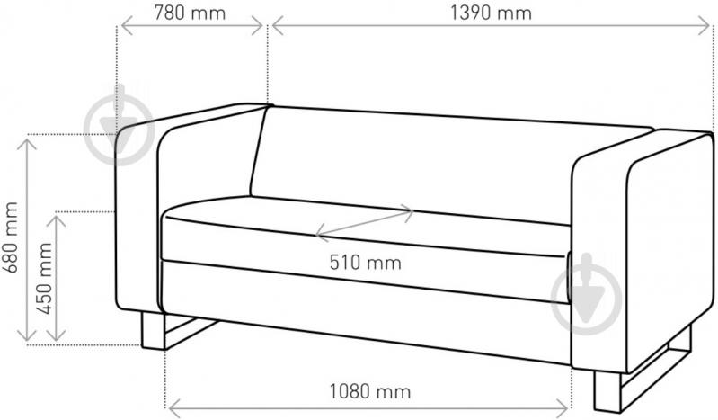 Диван прямий Retta 2 Soft 14 (на полозах) помаранчевий 1390x780x680 мм - фото 2