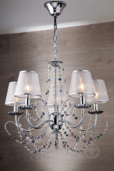 ВИТРИНА! Люстра подвесная Strotskis Gloria 5x40 Вт E14 хром/белый 10069/5 - фото 2