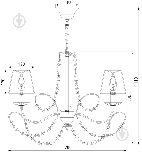 ВИТРИНА! Люстра подвесная Strotskis Gloria 5x40 Вт E14 хром/белый 10069/5 - фото 6