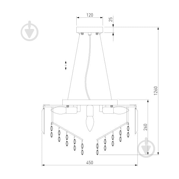 ВИТРИНА! Люстра подвесная Strotskis Torreta 5x60 Вт E14 хром 10105/5 (хром) - фото 9