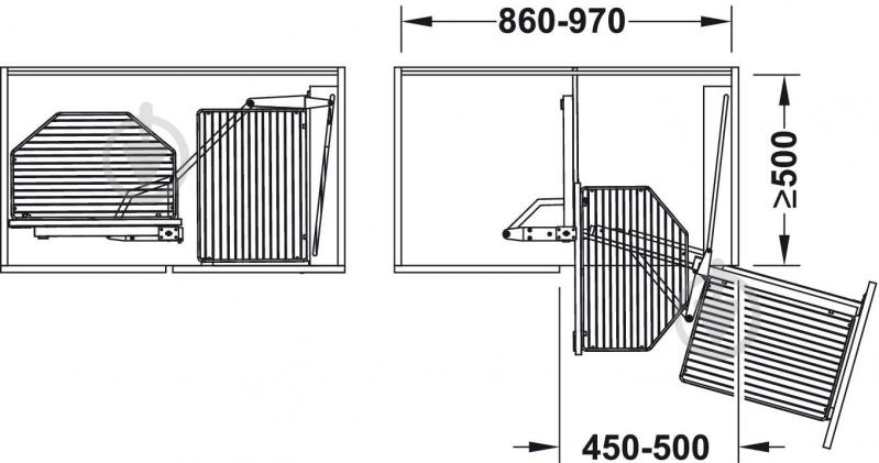 Комплект Hafele 542.00.203 поворотно-висувний механізм для кутових шаф правий - фото 2