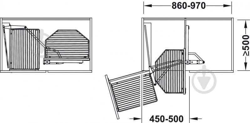 Комплект Hafele 542.00.204 поворотно-висувний механізм для кутових шаф лівий - фото 2