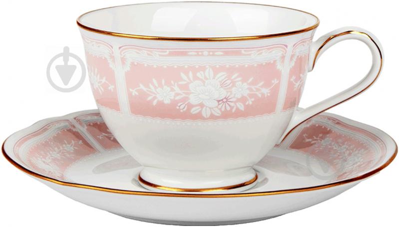 Чашка с блюдцем Lacewood Gold pink 180 мл Noritake - фото 1