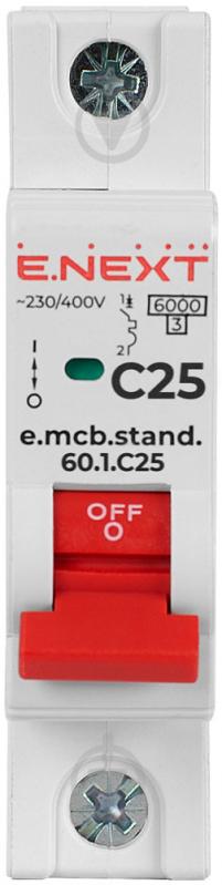 Автоматический выключатель E.NEXT e.mcb.stand.60.1.C25, 1р, 25А, C, 6кА s002110 - фото 2