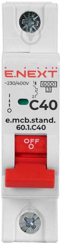 Автоматичний вимикач E.NEXT e.mcb.stand.60.1.C40, 1р, 40А, C, 6кА s002112 - фото 2