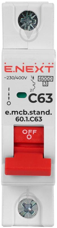 Автоматичний вимикач E.NEXT e.mcb.stand.60.1.C63, 1р, 63А, C, 6кА s002114 - фото 2