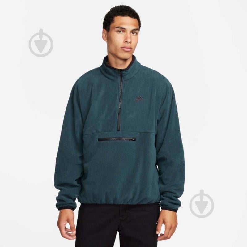 Джемпер Nike M NK CLUB+ PLR LS HZ TOP DX0525-328 р.S зеленый - фото 1