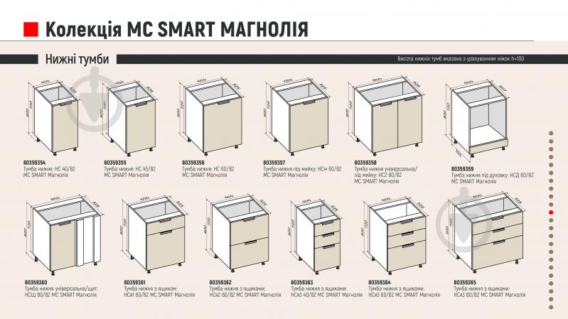 Тумба нижняя с одним ящиком МС Смарт Магнолия 600х820х525 мм магнолия глянец LuxeForm - фото 4