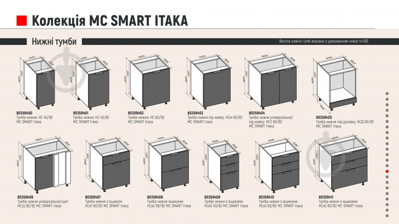 Тумба нижняя МС Смарт Итака 400х820х525 мм серый дождь мат LuxeForm - фото 4