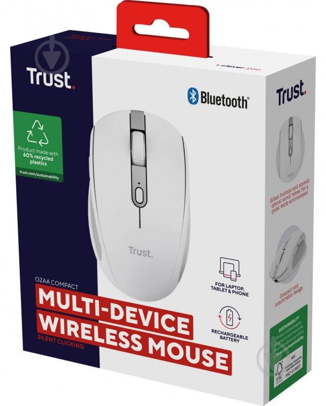 Мышь Trust OZZA compact BT/WL/USB-A white (24933_TRUST) - фото 6