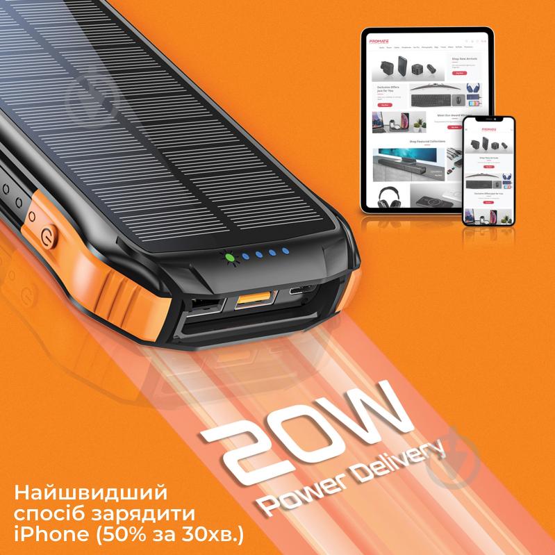 Повербанк із сонячною панеллю Promate 10000 mAh (solartank-10pdqi.black) - фото 6