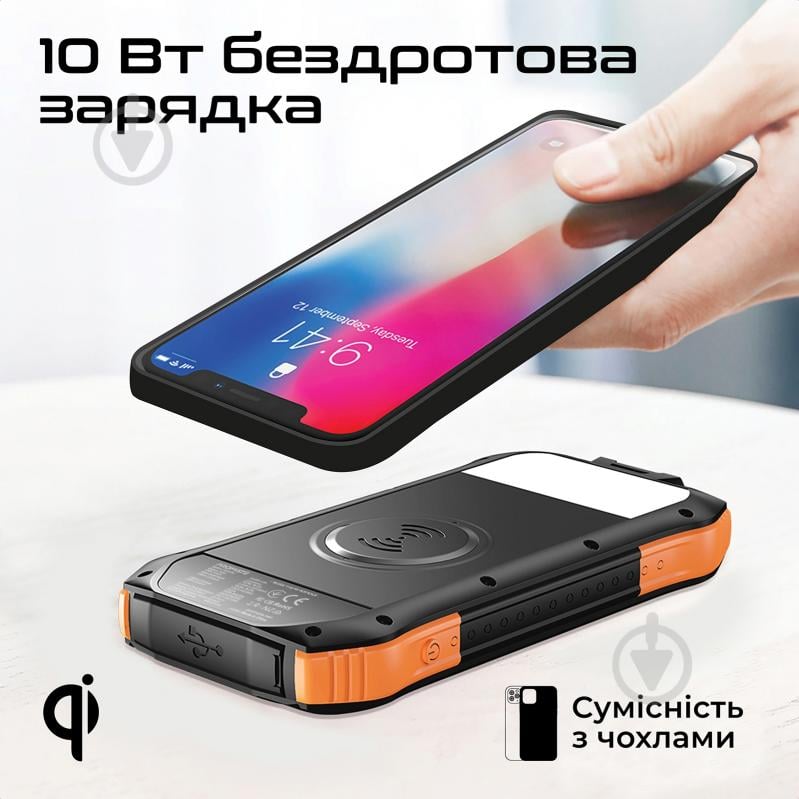 Повербанк із сонячною панеллю Promate 10000 mAh (solartank-10pdqi.black) - фото 7