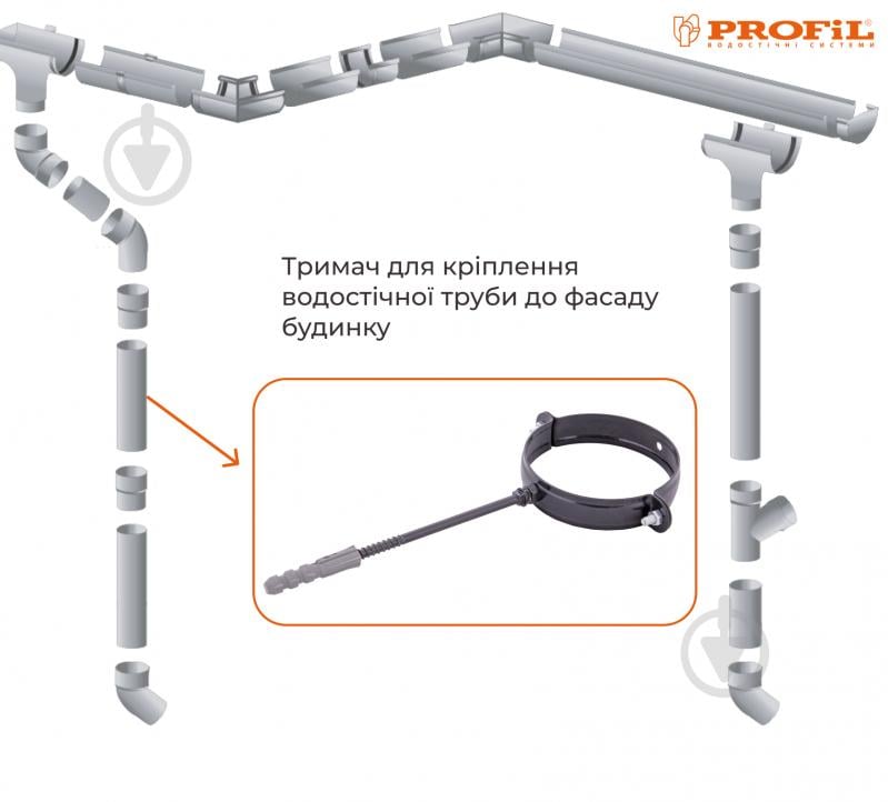 Кронштейн трубы металлический PROFiL L=100 мм D=90 мм графит - фото 2