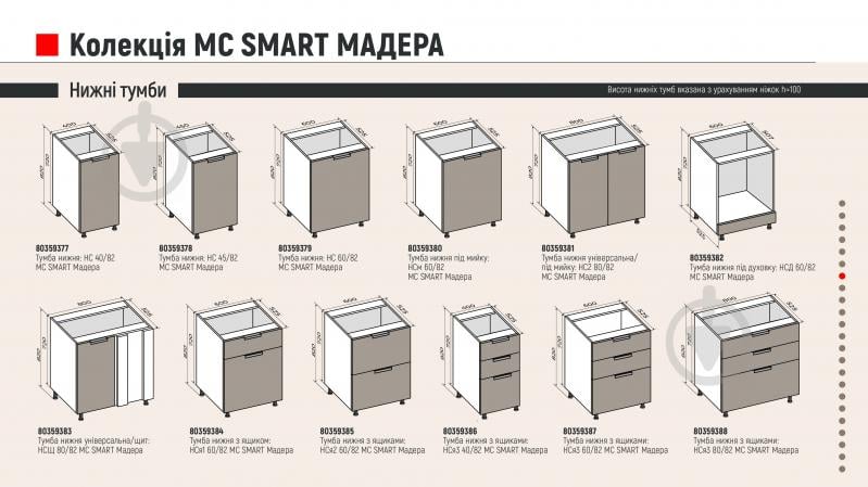 Тумба нижня МС Смарт Мадера 600х820х525 мм мадера глянець LuxeForm - фото 4