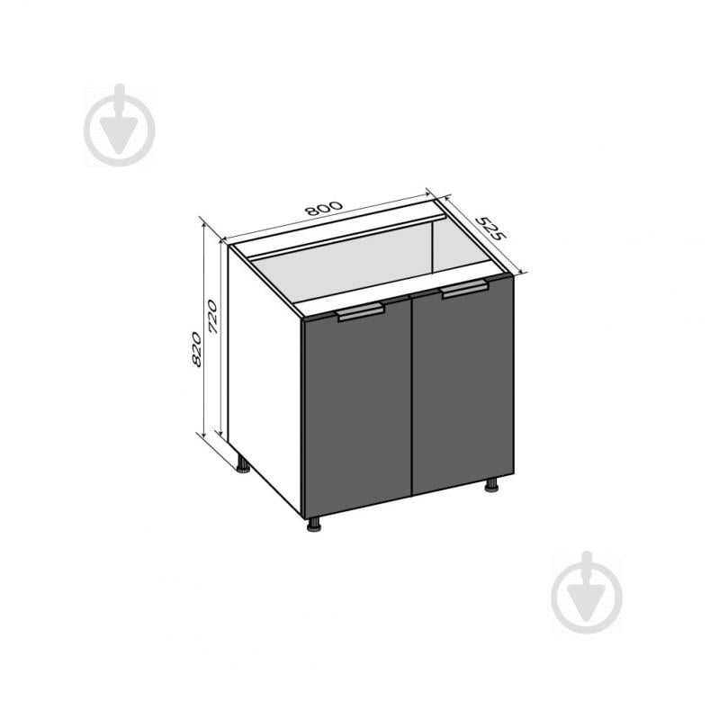 Тумба нижняя универсальная/под мойку МС Смарт Итака 800х820х525 мм серый дождь мат LuxeForm - фото 7
