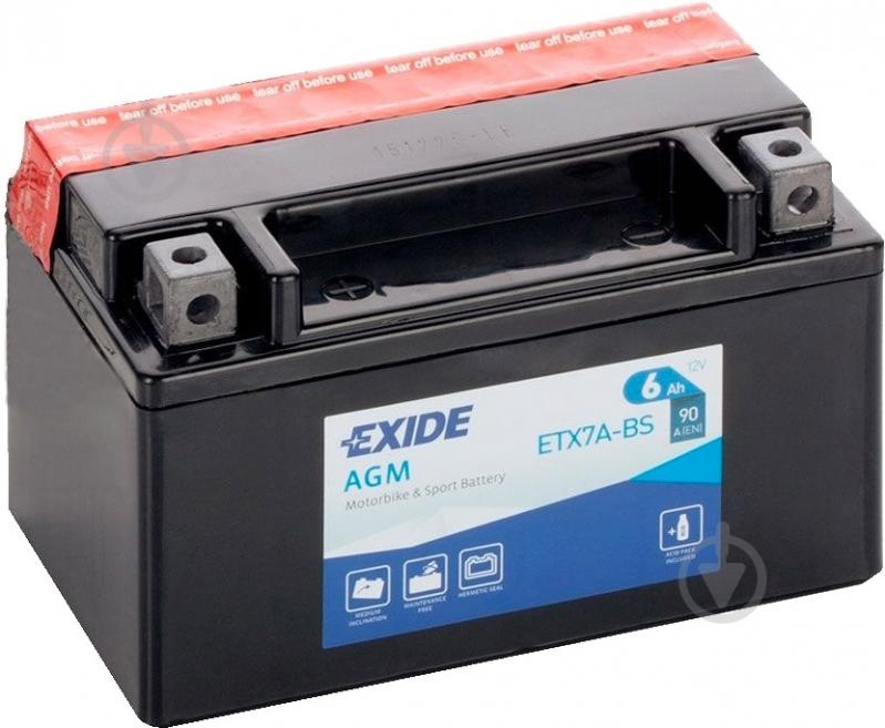 Аккумулятор автомобильный EXIDE AGM 6Ah 90A 12V (ETX7A-BS) - фото 1
