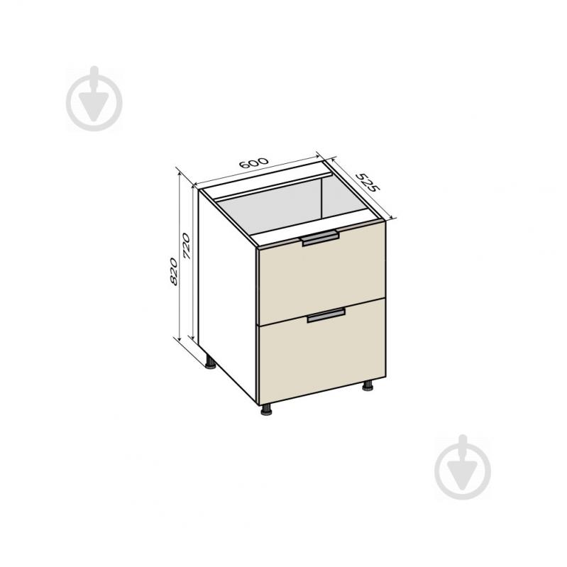 Тумба нижня з двома шухлядами МС Смарт Магнолія 600х820х525 мм магнолія глянець LuxeForm - фото 7