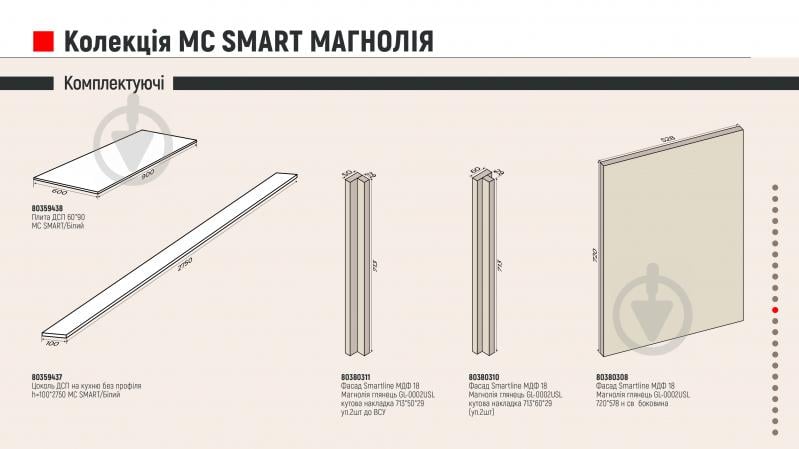 Тумба нижня з трьома шухлядами МС Смарт Магнолія 400х820х525 мм магнолія глянець LuxeForm - фото 6