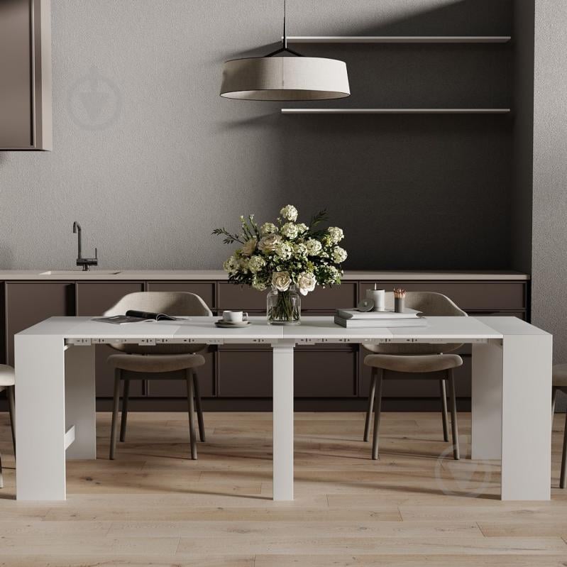 Стол-трансформер ART IN HEAD Снэйк 430(2400)x900x750мм белый/белый - фото 3