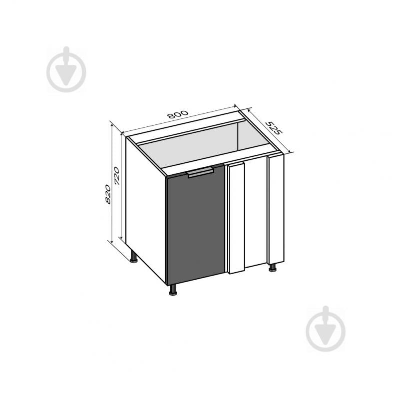 Тумба нижня кутова універсальна/під мийку МС Смарт Ітака 800х820х525 мм сірий дощ мат LuxeForm - фото 7