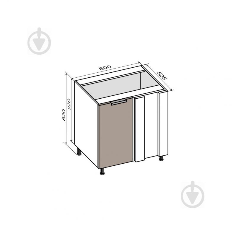 Тумба нижня кутова універсальна/під мийку МС Смарт Мадера 800х820х525 мм мадера глянець LuxeForm - фото 7