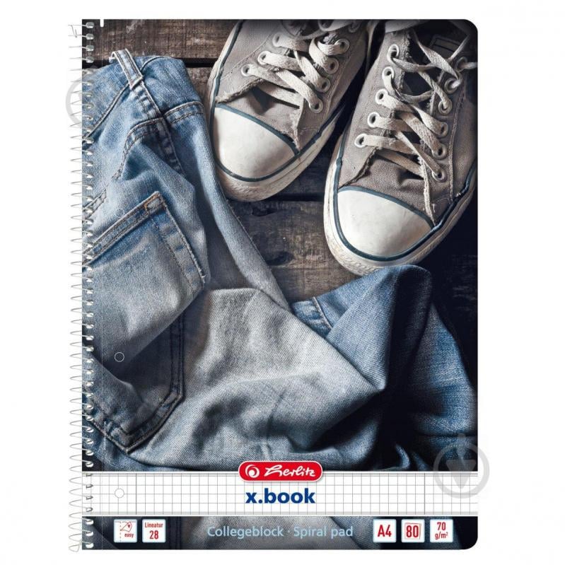 Блокнот Jeans Shoes Кеды А4 80 листов в клетку 50030989S Herlitz - фото 1