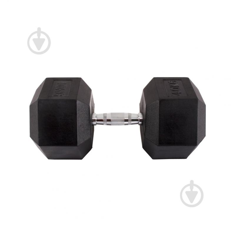 Гантель InterAtletika MD2102-40 гексагональная черный - фото 1