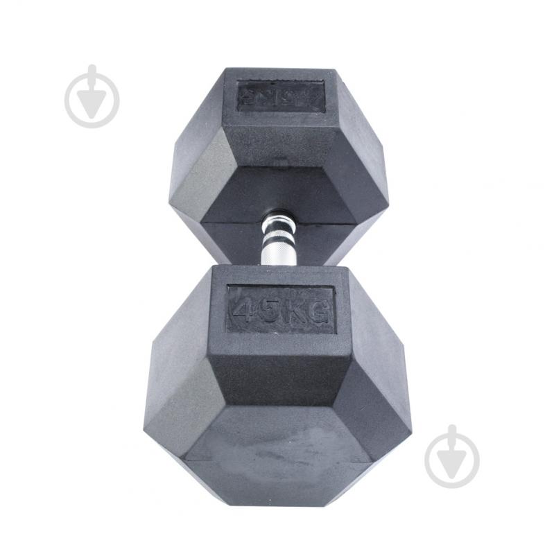Гантель InterAtletika MD2102-45 гексагональна чорний - фото 2 Гантель InterAtletika MD2102-45 гексагональна чорний - фото 2