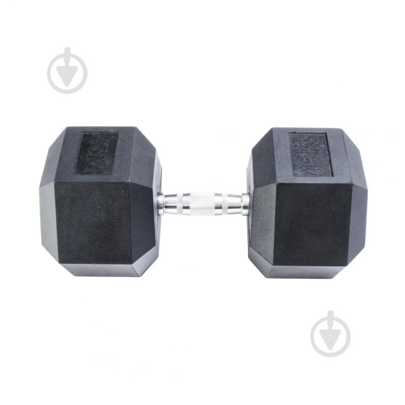 Гантель InterAtletika MD2102-45 гексагональна чорний - фото 1 Гантель InterAtletika MD2102-45 гексагональна чорний - фото 1