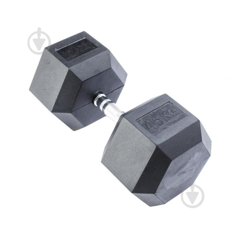 Гантель InterAtletika MD2102-45 гексагональна чорний - фото 3 Гантель InterAtletika MD2102-45 гексагональна чорний - фото 3