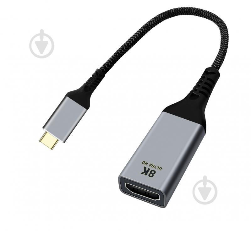 Адаптер Cablexpert USB-C на HDMI, 8К 60 Гц 0,15 м серый (A-CM-HDMIF8K) - фото 1