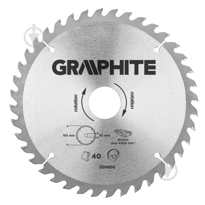 Круг відрізний GRAPHITE 185 x 2,0 x 30 мм 55H600 - фото 1