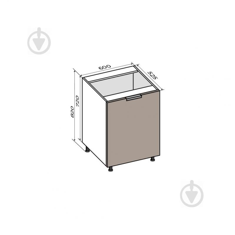Тумба нижняя под мойку МС Смарт Мадера 600х820х525 мм мадера глянец LuxeForm - фото 7