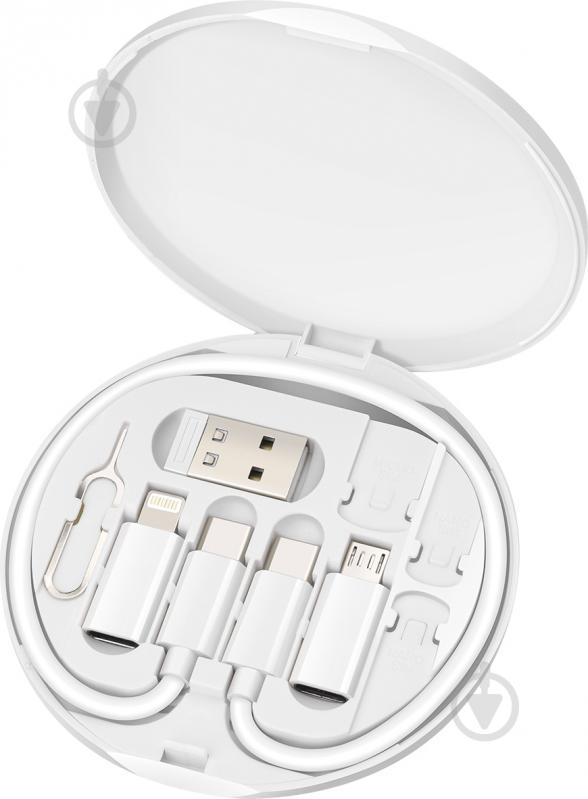 Адаптер Maxxter USB 2.0 (кабель USB-C+3 адаптера) 60W 0,28 м white (UB-SET) - фото 1