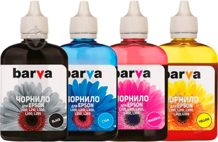 Набор чернил Barva EPSON I-BAR-E-L100-090-MP black cyan magenta yellow - фото 2