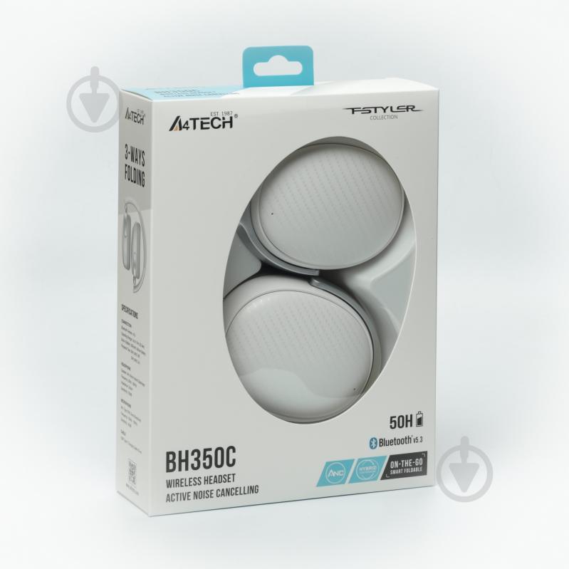 Наушники A4Tech ANC Bluetooth 5.3 Wireless white (BH350C) - фото 9