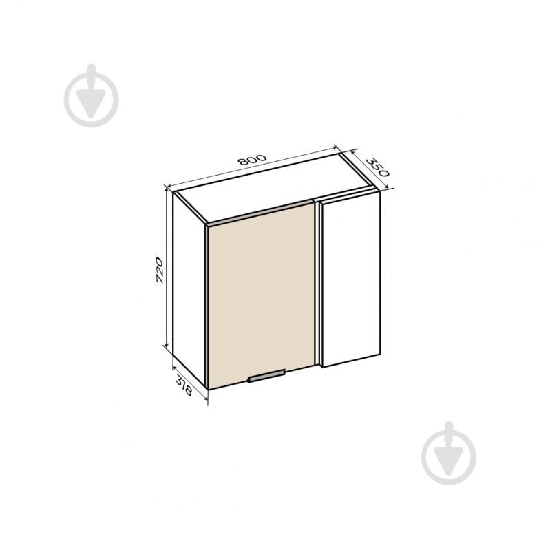 Шафа верхня кутова МС Смарт Магнолія 800х720х318/350 мм магнолія глянець LuxeForm - фото 7