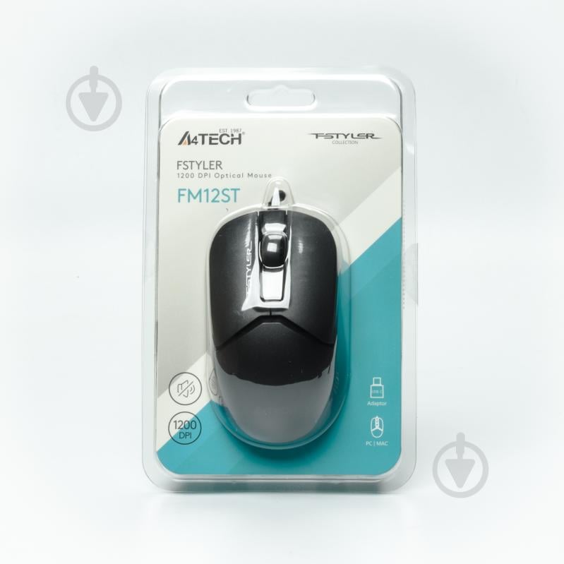 Мышка A4Tech бесшумная, USB, 1200 dpi black (FM12ST) - фото 7