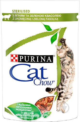 Корм Cat Chow Sterilized з ягням і зеленою квасолею в желе 85 г - фото 1