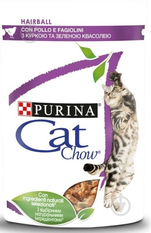 Корм Purina Cat Chow Hairball з куркою та зеленою квасолею в желе 85 г - фото 1