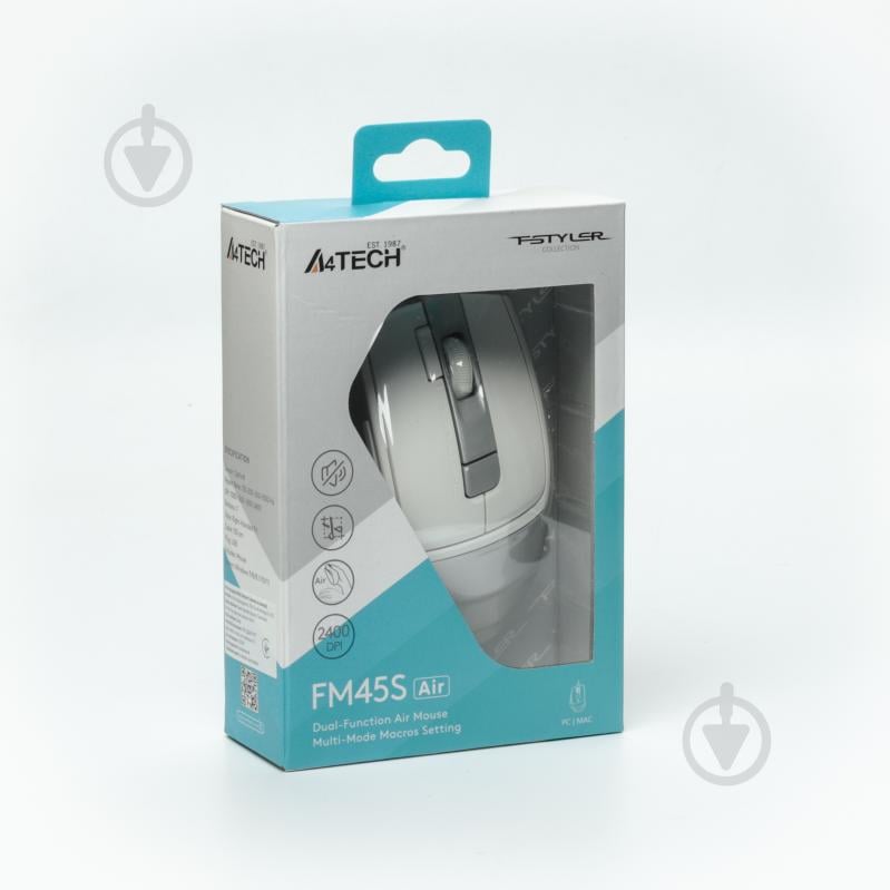 Мышка A4Tech бесшумно, USB, 2400 dpi white/grey (FM45S Air) - фото 7