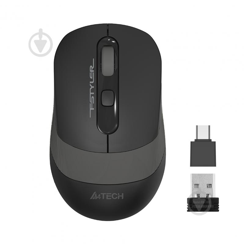 Мышка беспроводная A4Tech бесшумная, 2000 dpi black/grey (FG10CS Air) - фото 1