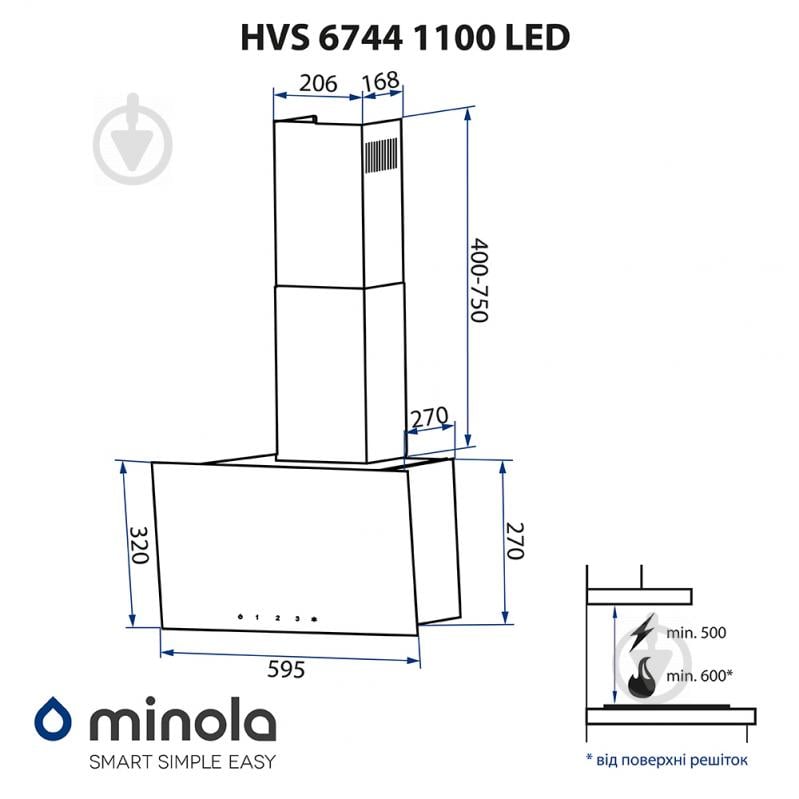 Вытяжка Minola HVS 6744 WH 1100 LED - фото 12