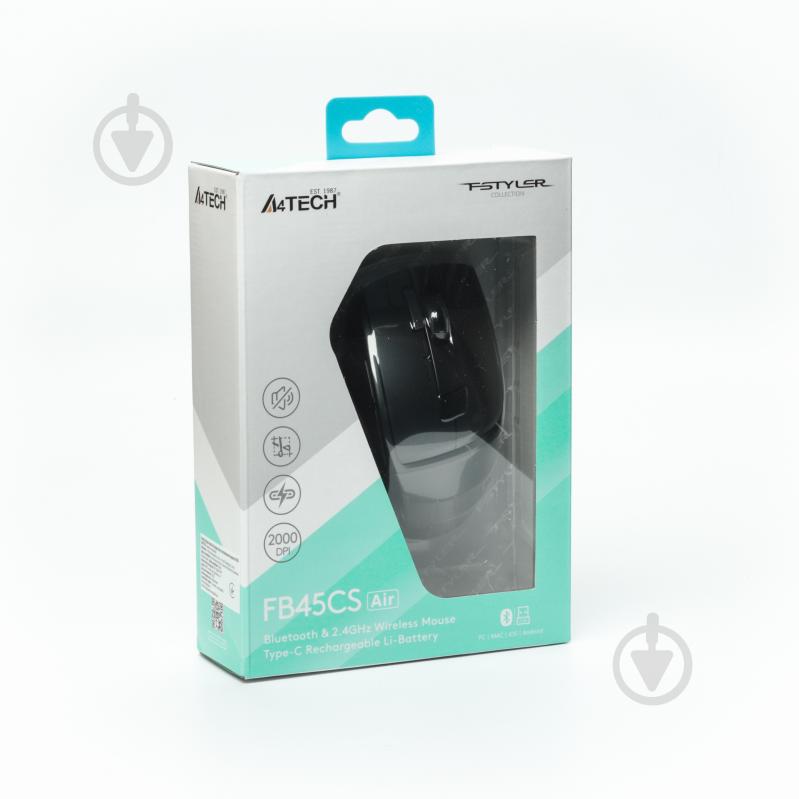 Мишка бездротова A4Tech безшумна, 2000 dpi black/grey (FG45CS Air) - фото 7
