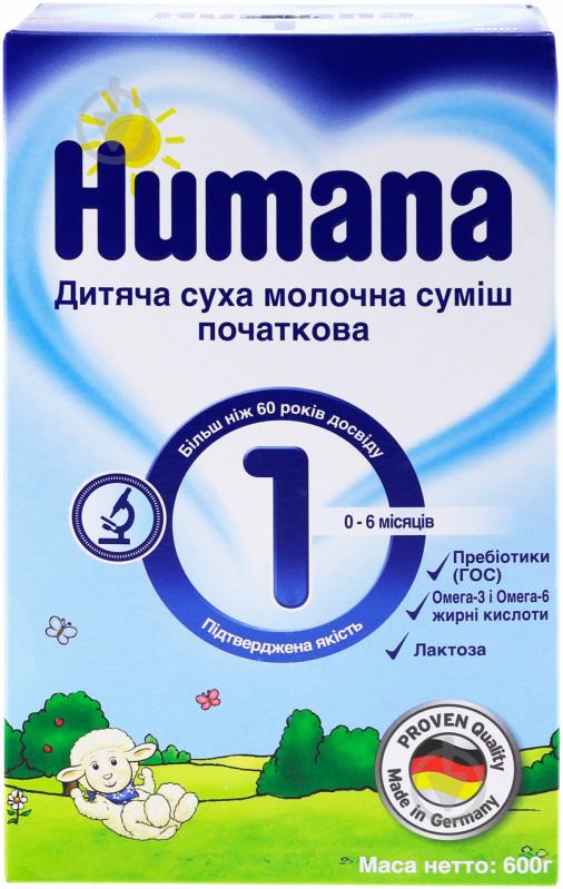 УЦІНКА! Суха молочна суміш Humana 1 із пребіотиками галактоолігосахаридами 600 гр 4031244761125 (УЦ №3) - фото 2