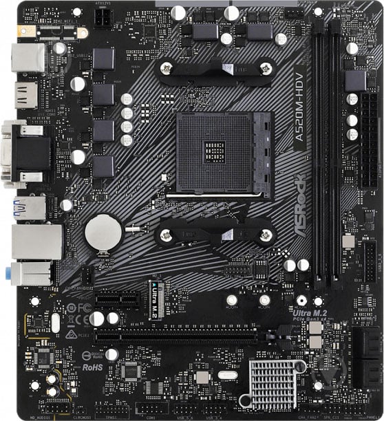 Материнська плата ASRock A520M-HDV (Socket AM4, AMD A520, mirco ATX) - фото 2