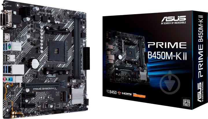 Материнська плата Asus PRIME B450M-K II (Socket AM4, AMD B450, mirco ATX) - фото 1